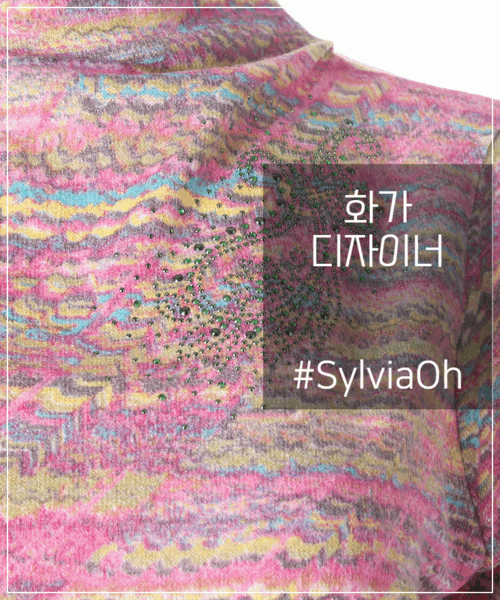 핑크 TR스판 사선 미쏘니 나염 핫픽스 티셔츠 XK212T2649